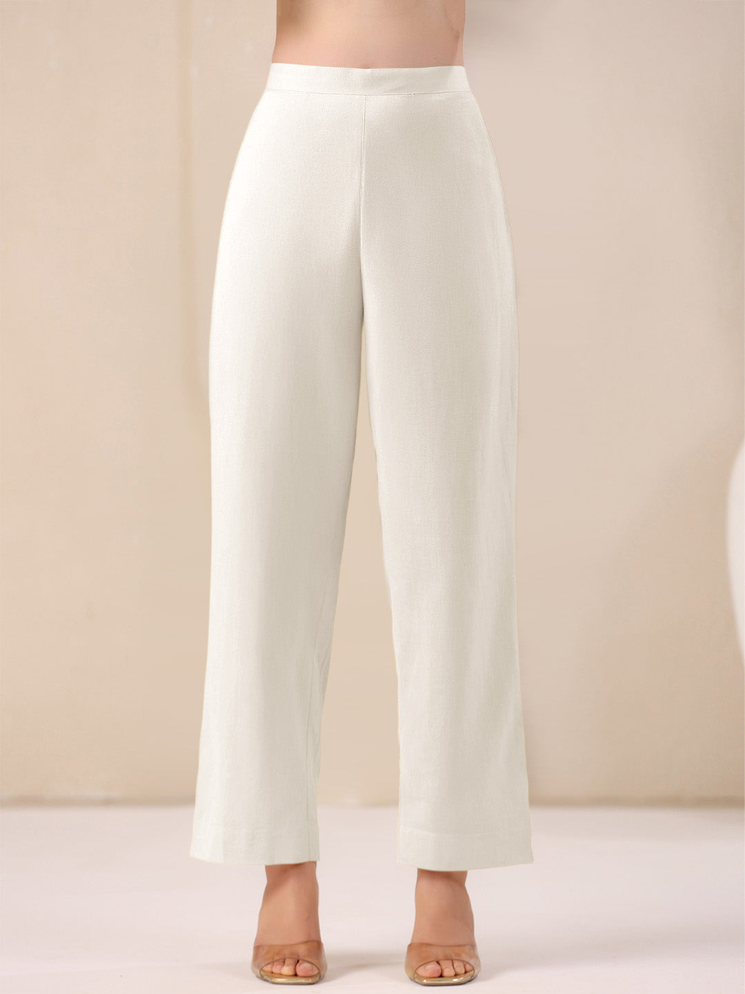 Off White Cotton Solid A-line & Co-ord Set