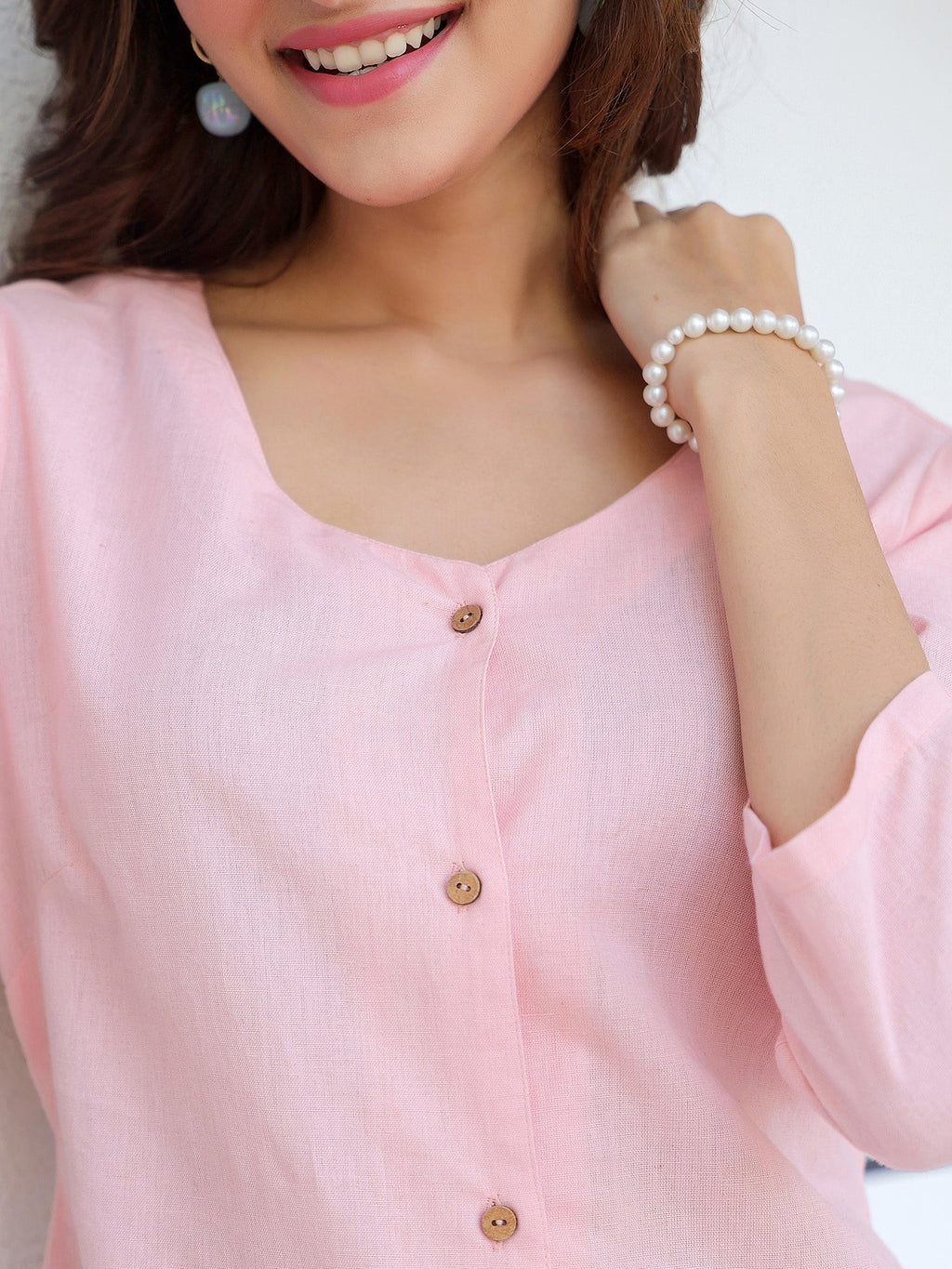 Pink Cotton Solid A-line Dress