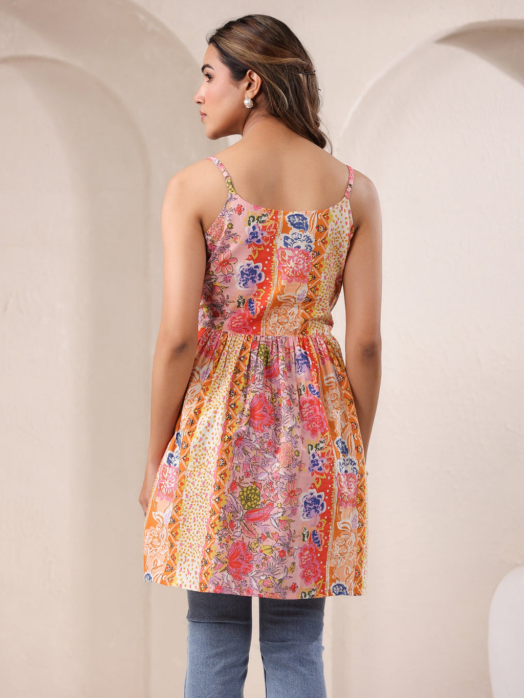 Multicolor Pure Cotton Floral Printed A-line Tunic